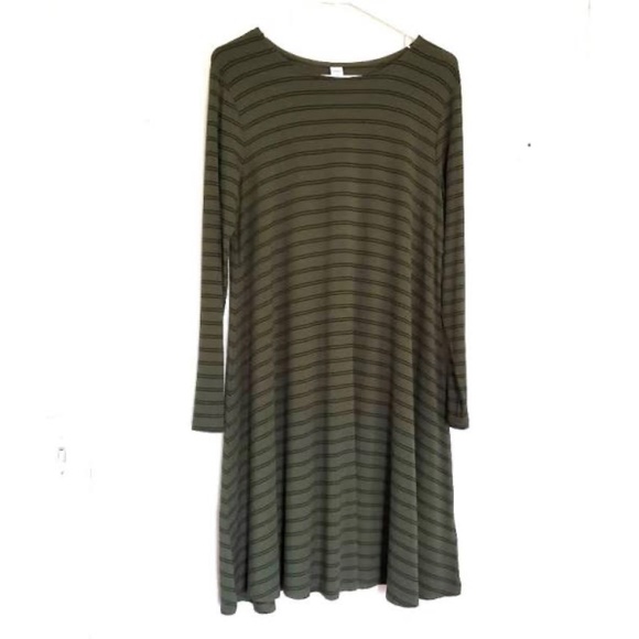 OLD NAVY Dress Swing Stripe Jersey Long Sleeve Crewneck Olive & Black Small - Picture 2 of 6
